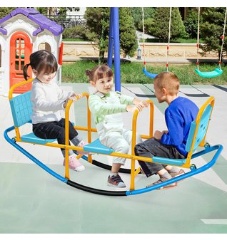 3 místná houpačka Garden Rocker - modro- žlutá