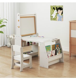 Dětský kreativní stojan s oboustranou kreslící tabulí  6 v 1 šedý