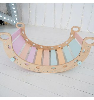 Montessori dřevěná houpačka 5v1 Large pastel