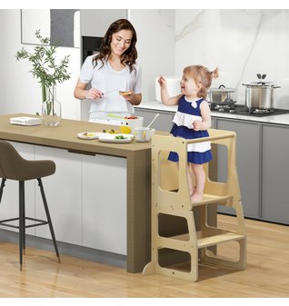 Dřevěná učící věž Montessori 3v1 s tabulí