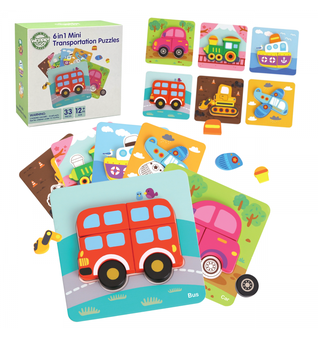 Montessori dřevěné puzzle vozidla 05