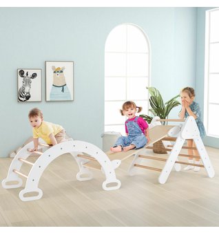 Montessori Piklerové trojúhelník sada s  houpačkou a skluzavkou White