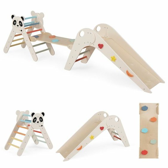 Montessori Piklerové trojúhelník se skluzavkou Panda Beige 03