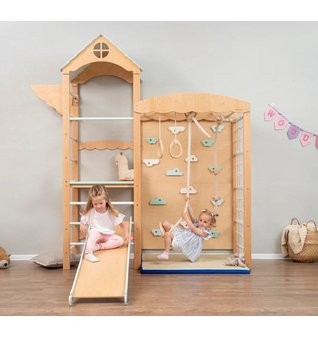 Montessori dětské hřiště Tower Climbing s rampou v provedení wood/pastel - 012