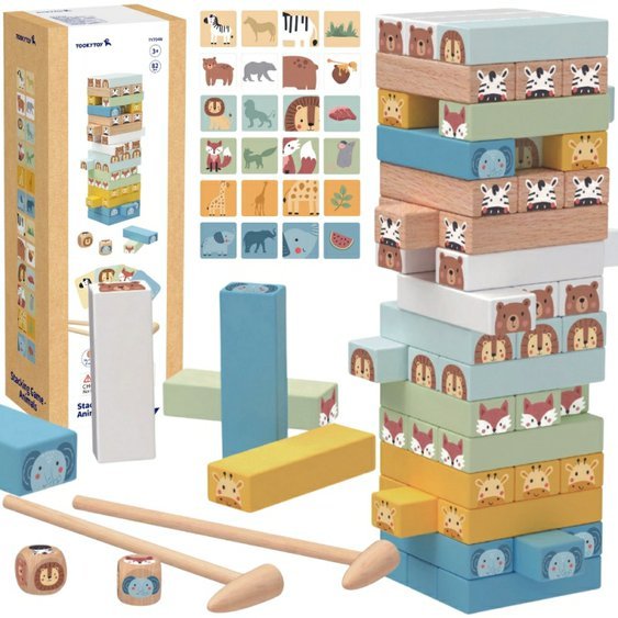 Edukační dřevěné kostky Jenga - Zvířátka 07
