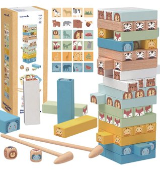 Edukační dřevěné kostky Jenga - Zvířátka 07
