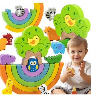 Dřevěné duhové puzzle Montessori Dřevěné duhové puzzle Montessori